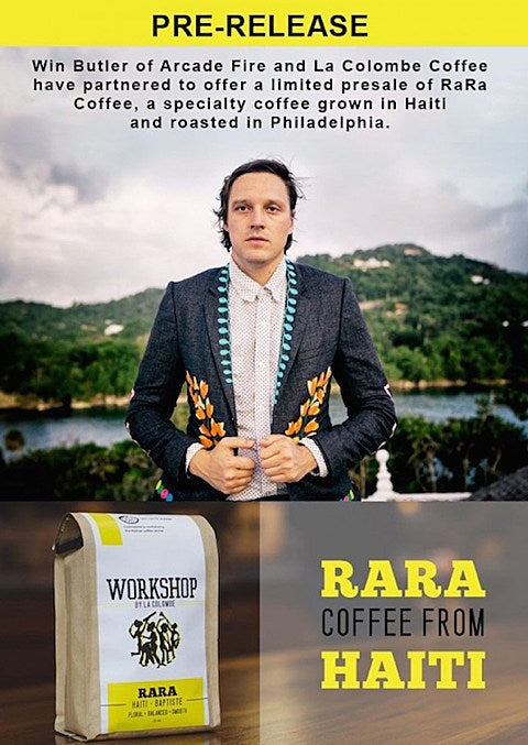 Win Butler will be a barista in NYC serving new Haitian coffee blend; Wynn Walent also raising money for Haiti with new LP