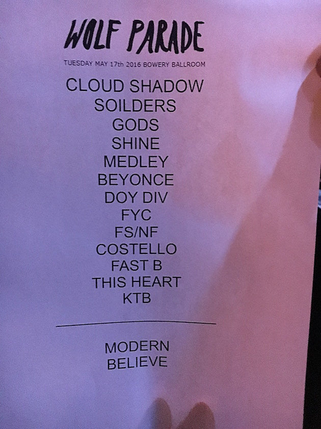 Wolf Parade played their first U.S. show in 5 years (pics, setlist, review); four more Bowery shows to go