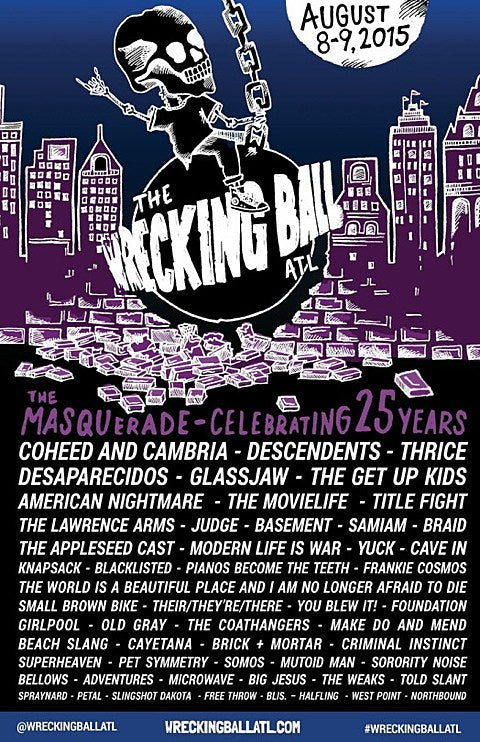 Atlanta’s inaugural Wrecking Ball Fest includes Descendents, Judge, Desaparecidos, The Get Up Kids, Braid & MANY more