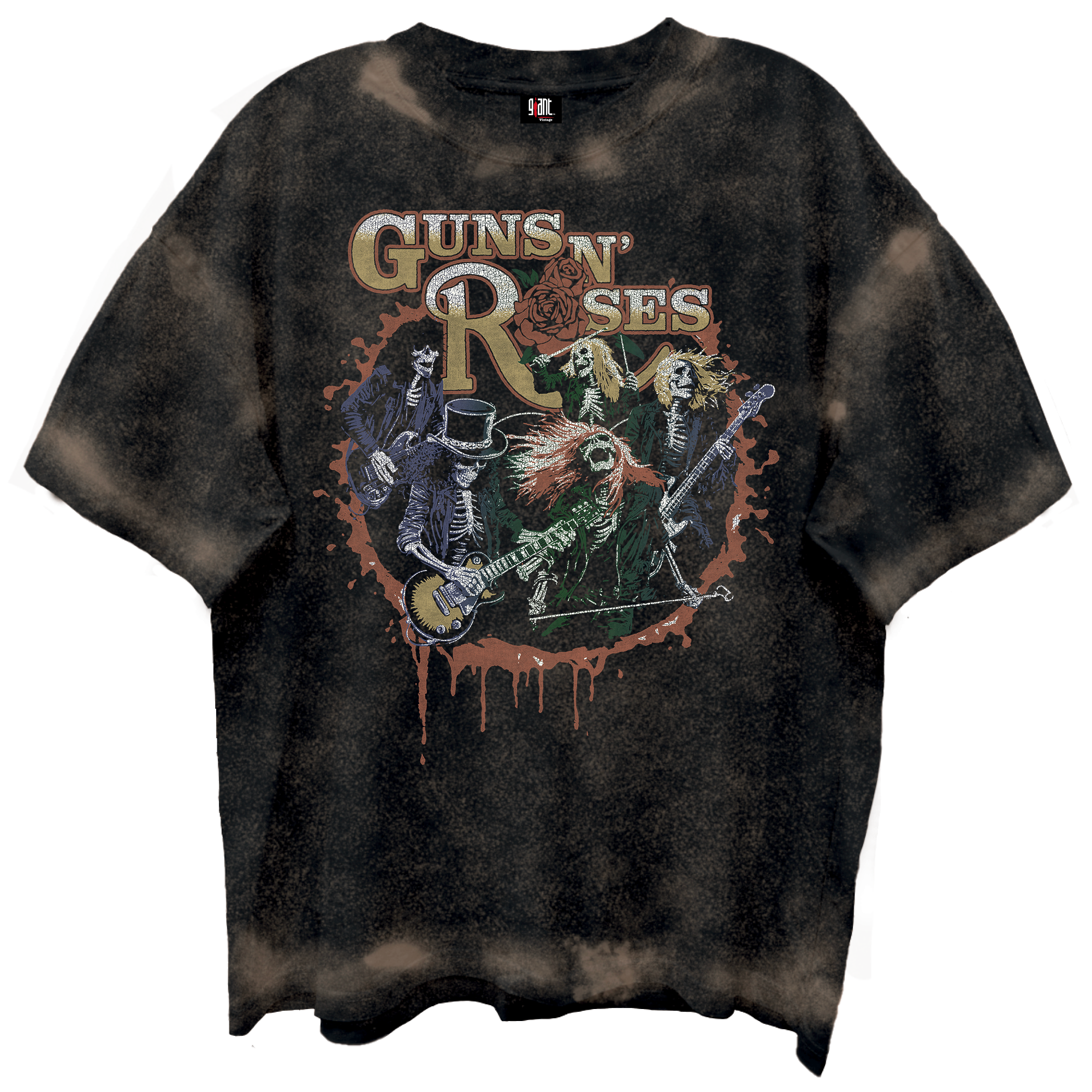 GUNS N ROSES SKELTONS LIVE FRT/BCK CHOCOLATE SPRAY WASH T-SHIRT/GIANT VINTAGE