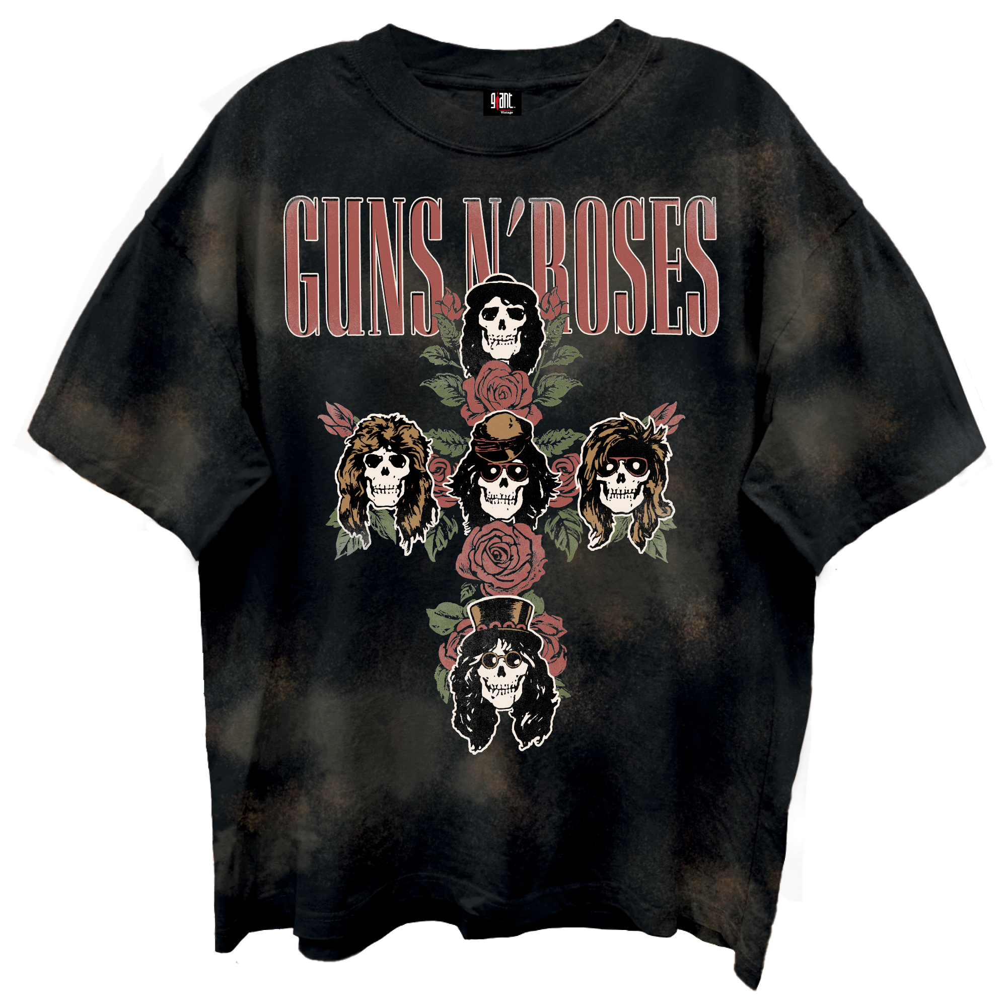 GUNS N ROSES ROSE CROSS LIMO BLACK BLEACH WASH T-SHIRT/GIANT VINTAGE
