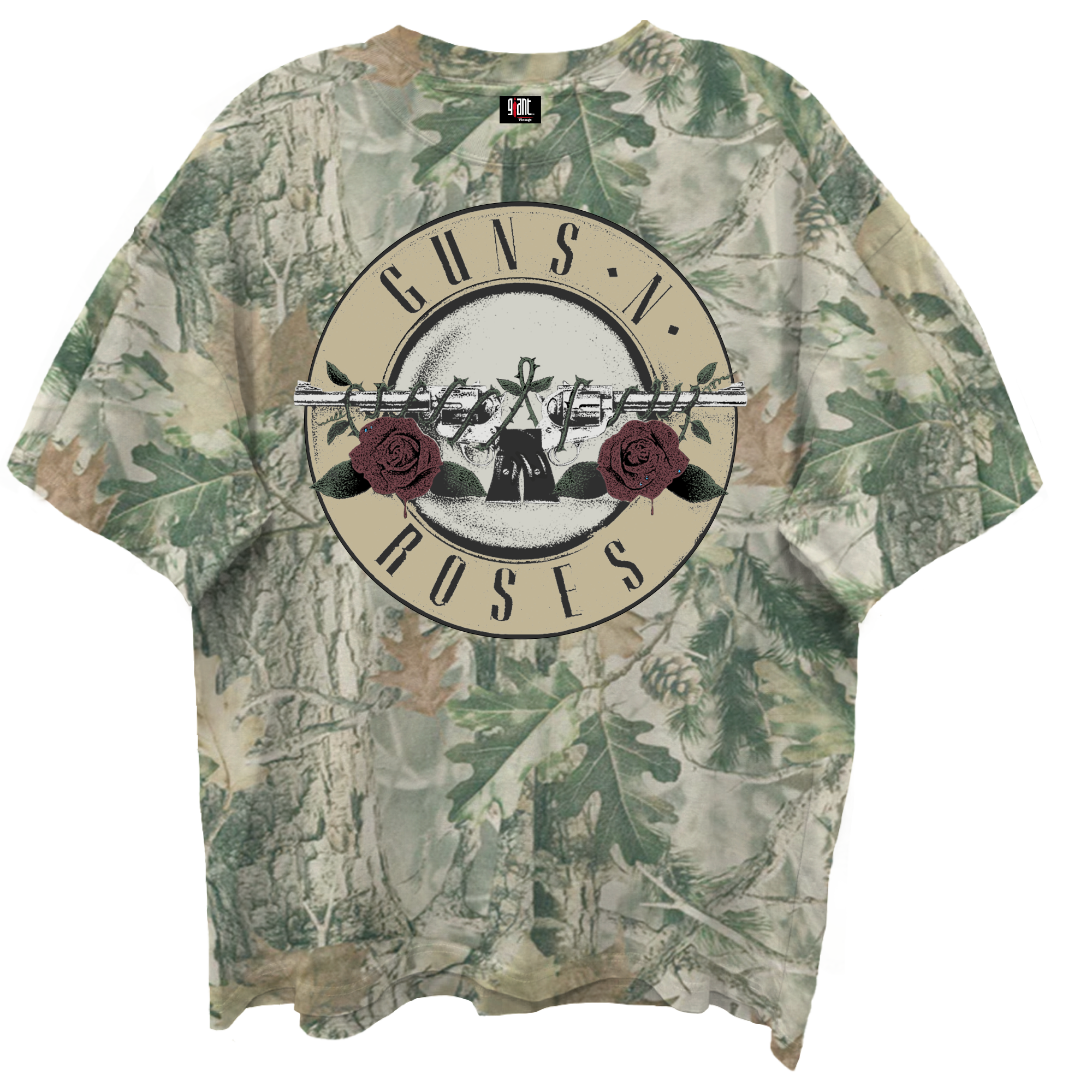 GUNS N ROSES BULLET LOGO WOODLAND CAMO T-SHIRT/GIANT VINATGE/S