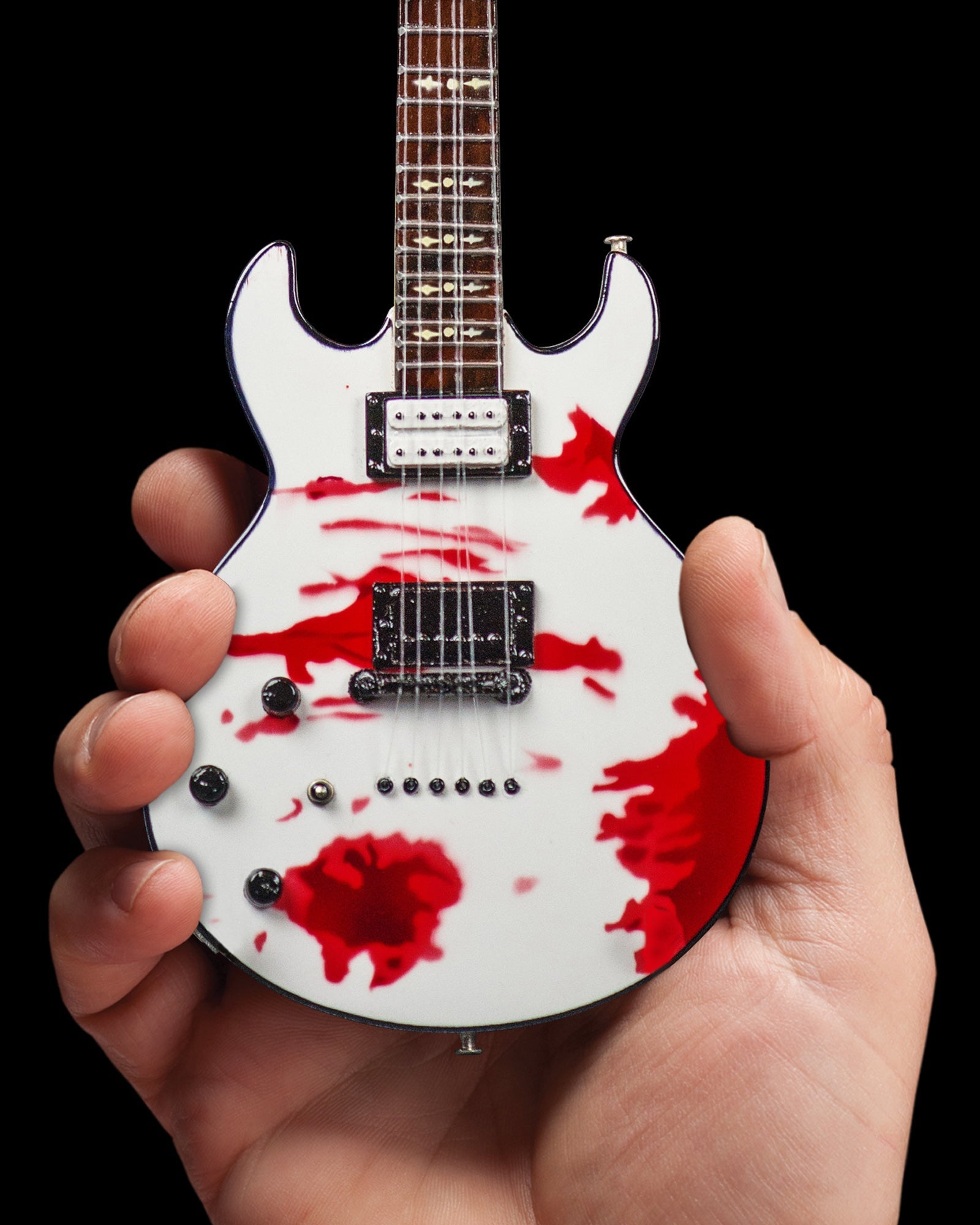 OFFICIALLY LICENSED ZACKY VENGEANCE BLOOD SPLAT SCHECTER MINI GUITAR REPLICA MODEL - AVENGED SEVENFOLD
