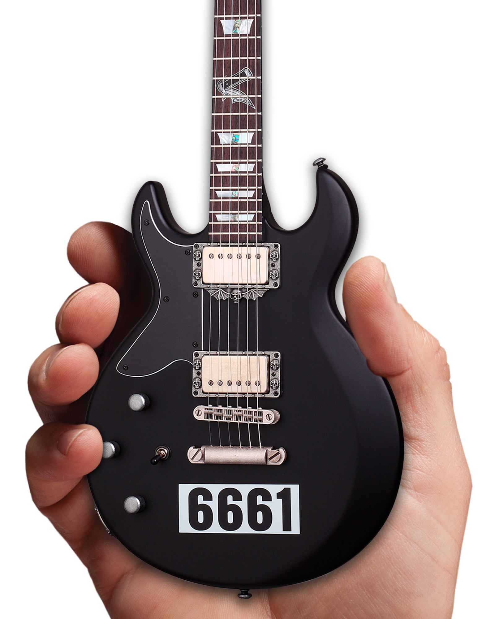 OFFICIALLY LICENSED ZACKY VENGEANCE SATIN BLACK 6661 SCHECTER MINI GUITAR FROM AVENGED SEVENFOLD
