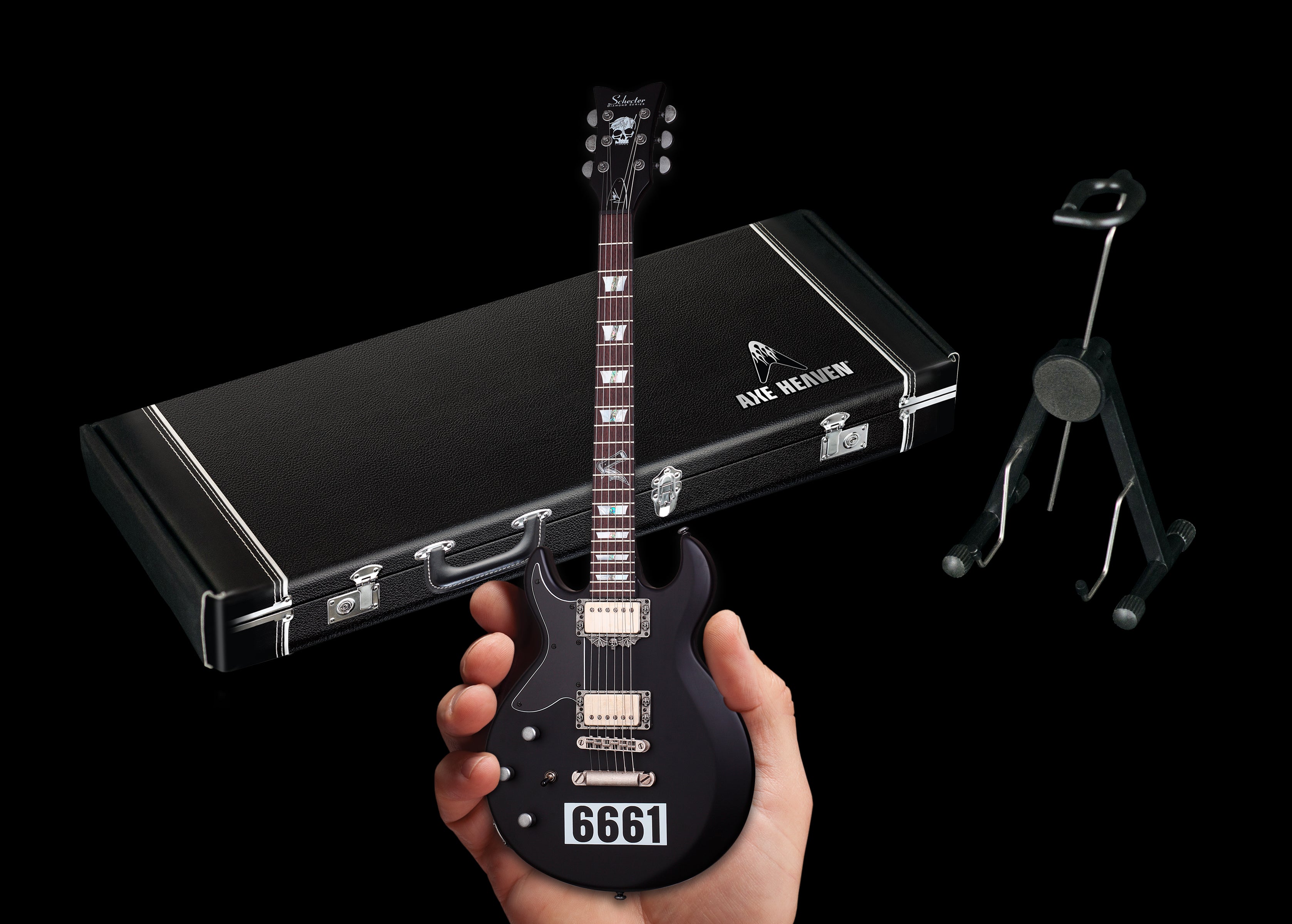 OFFICIALLY LICENSED ZACKY VENGEANCE SATIN BLACK 6661 SCHECTER MINI GUI