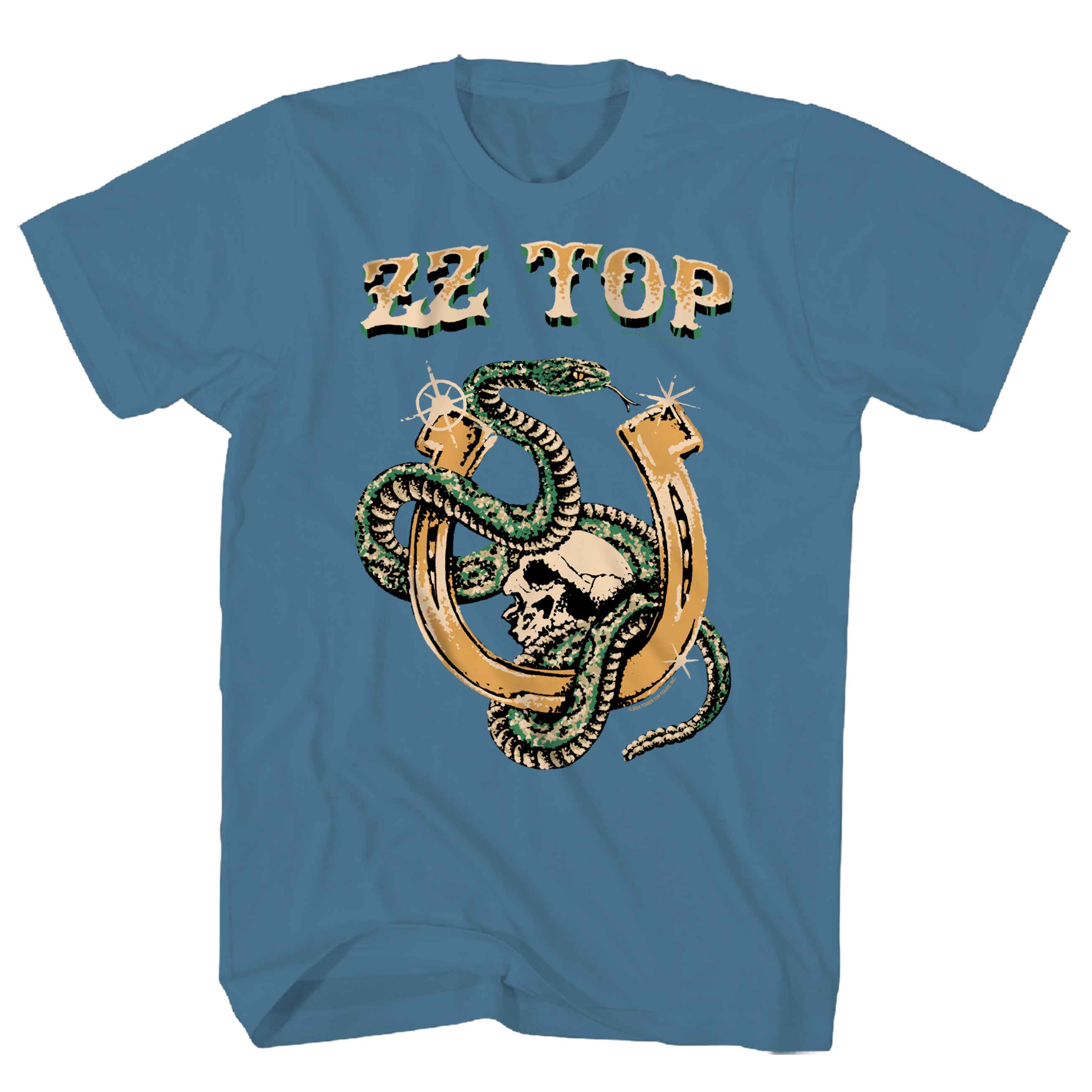 ZZ TOP SNAKE SKULL BLUE TEE