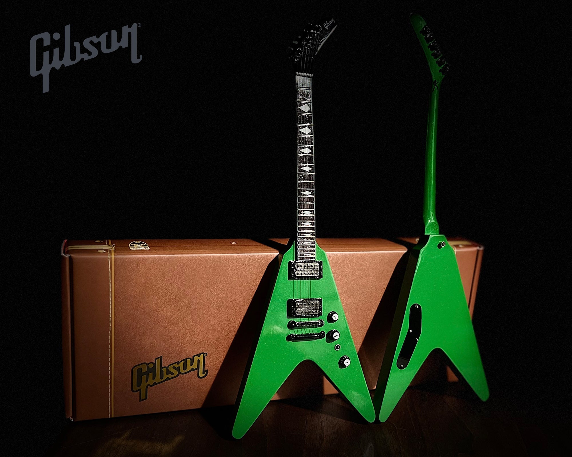 DAVE MUSTAINE GIBSON FLYING V EXP RUST IN PEACE ALIEN TECH GREEN MINI