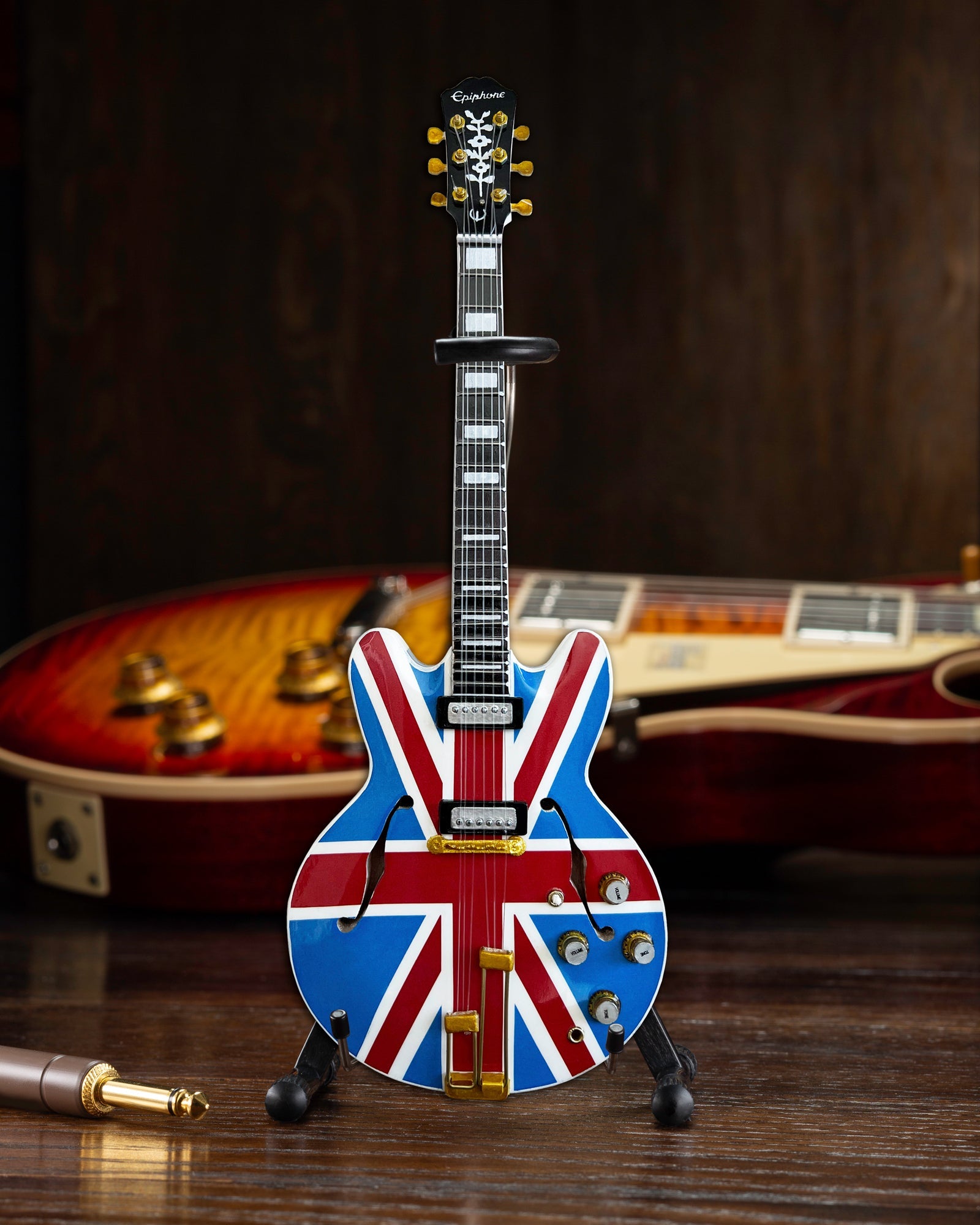 EPIPHONE "UNION JACK SHERATON” CASINO 1:4 SCALE MINI GUITAR MODEL - UK FLAG