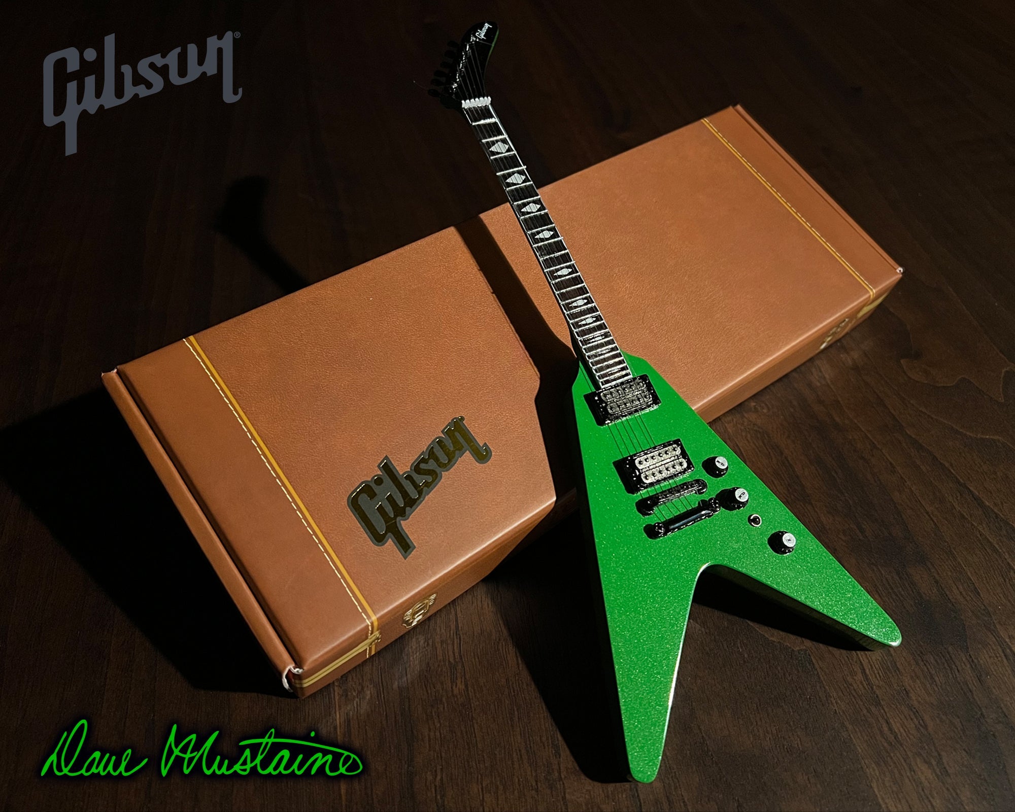 DAVE MUSTAINE GIBSON FLYING V EXP RUST IN PEACE ALIEN TECH GREEN MINI