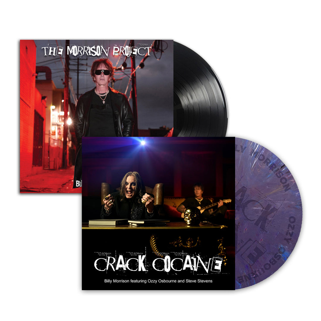 BILLY MORRISON, OZZY OSBOURNE, & STEVE STEVENS 'CRACK COCAINE' 12" (Limited Edition – Purple Blue Recycle Mix w/ Etched B-Side) + BILLY MORRISON 'THE MORRISON PROJECT' LP