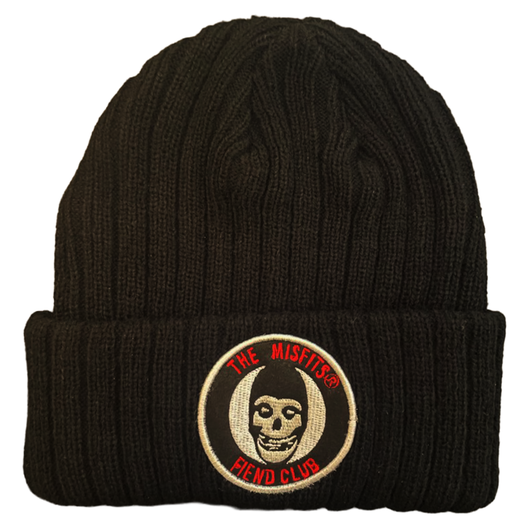 MISFITS EMB.PATCH LOGO 3XL2 RIBBED BLACK ACRYLIC KNIT HAT