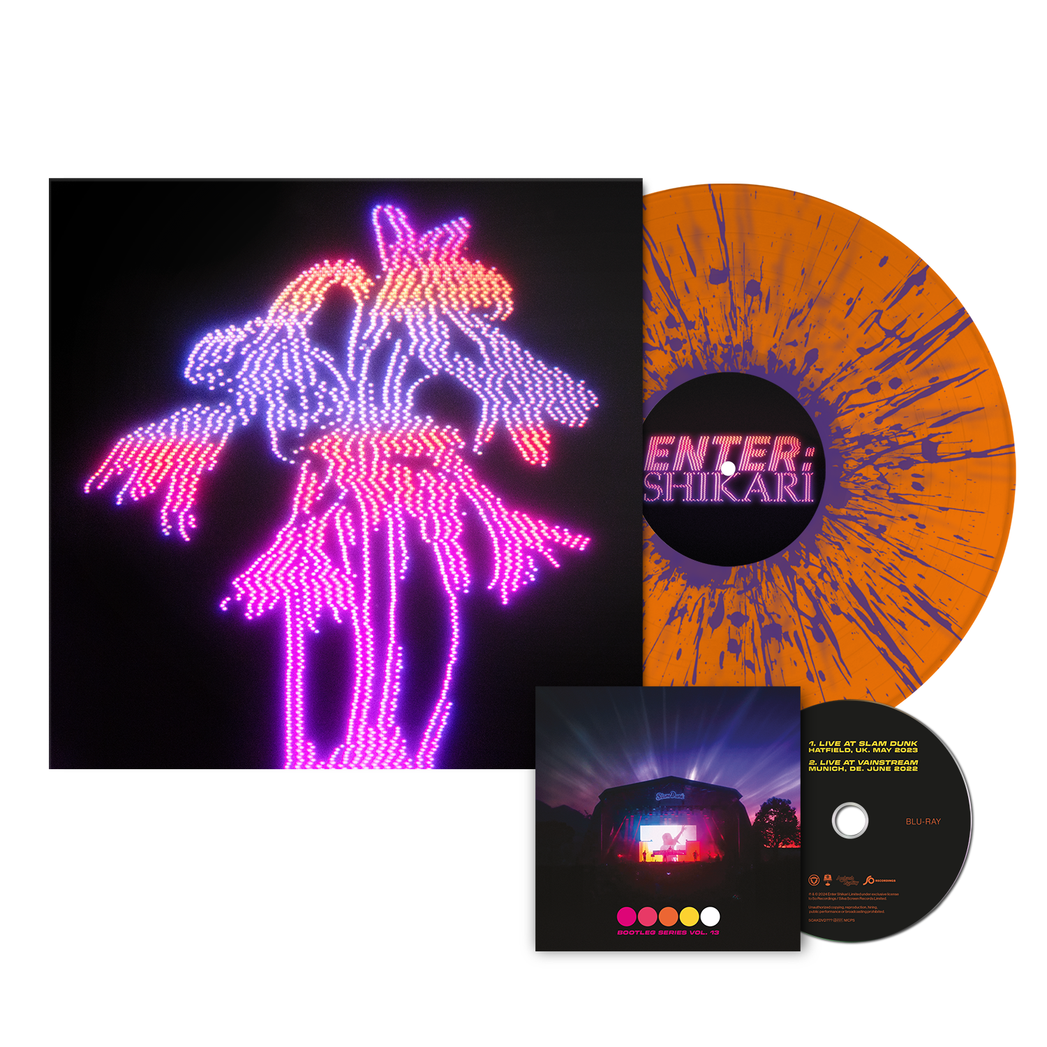 ENTER SHIKARI ‘DANCING ON THE FRONTLINE’ LP + BLU-RAY (Limited Edition – Only 300 Made, Bio Orange w/ Bio Purple Splatter Vinyl)