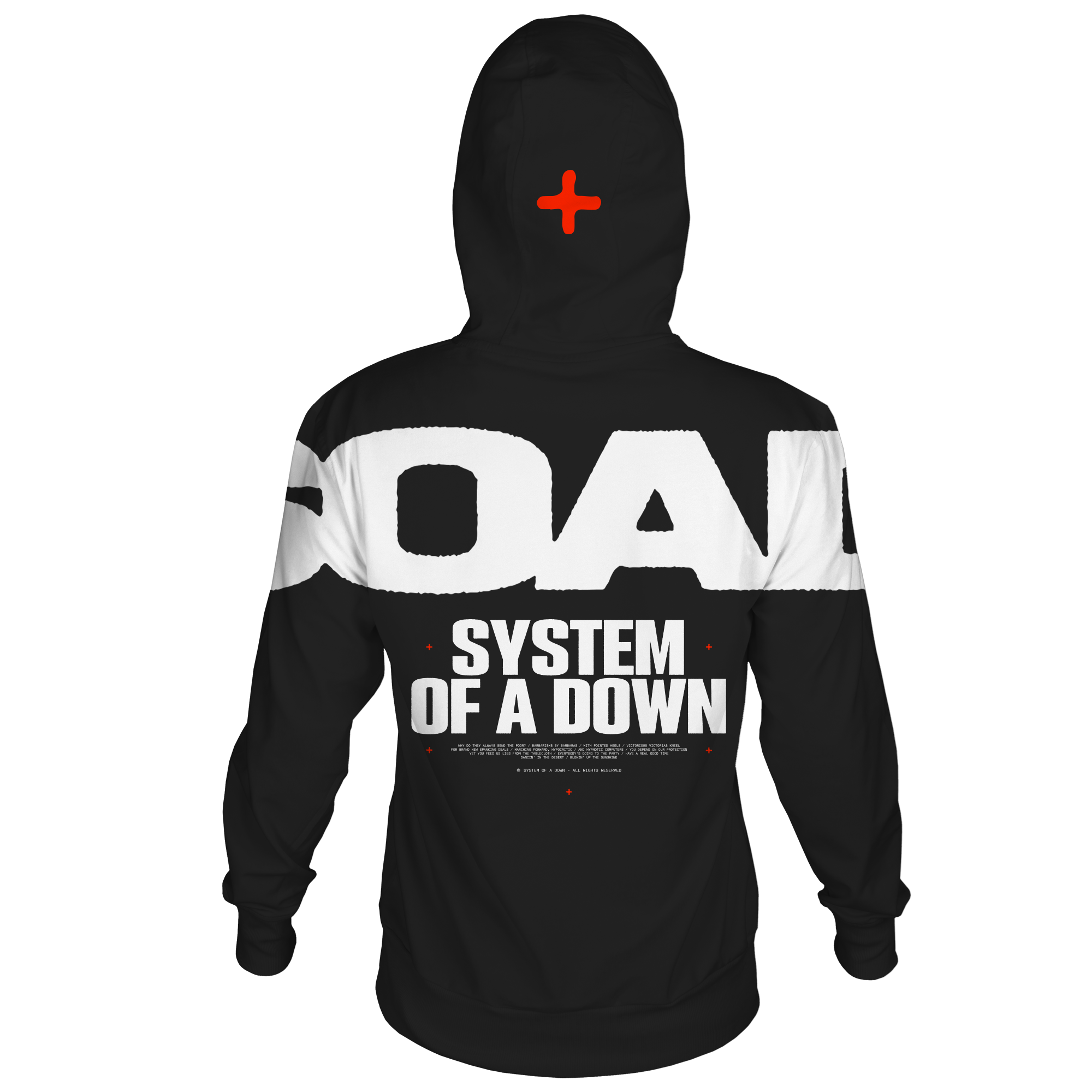 SYSTEM OF A DOWN OVERSIZED LOGO FRT/BACKLEEVE BLACK HOODIE