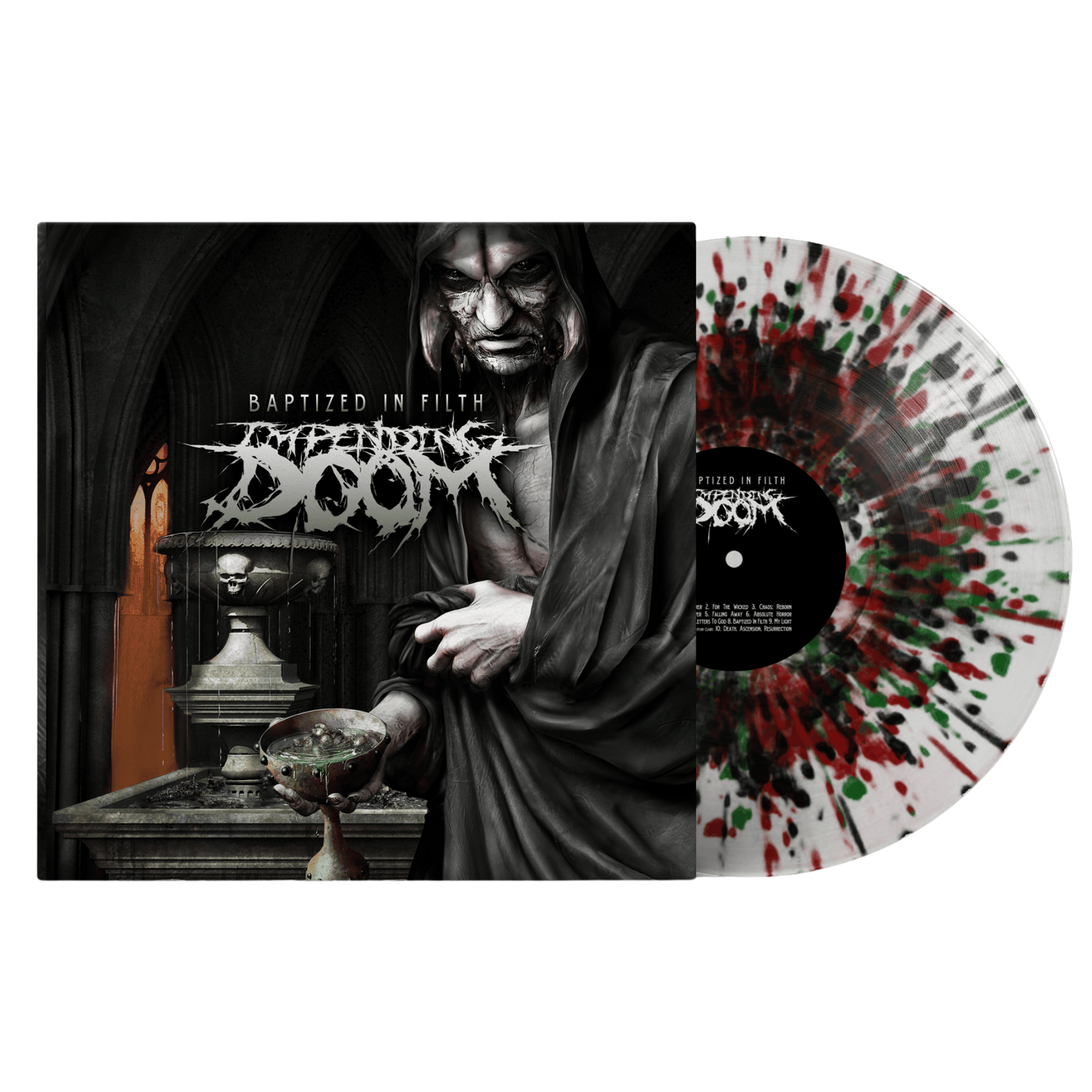 IMPENDING DOOM 'BAPTIZED IN FILTH' LP (Red, Green, Black, Ice Splatter Vinyl)