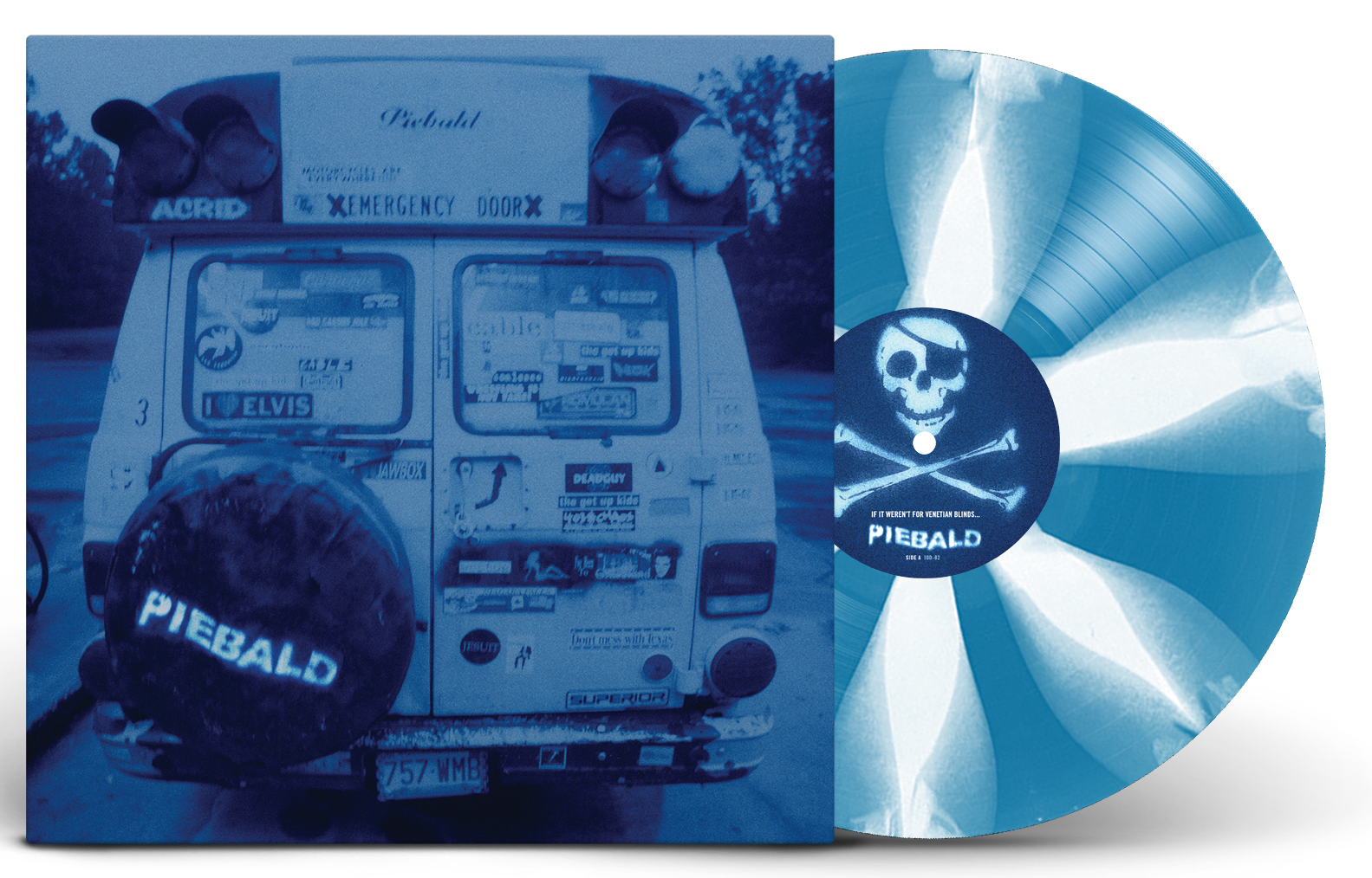 PIEBALD ‘IF IT WEREN'T FOR VENETIAN BLINDS, IT WOULD BE CURTAINS FOR US ALL’ LP (Exclusive – Limited to 100, Blue/White Thunderbolts Vinyl)
