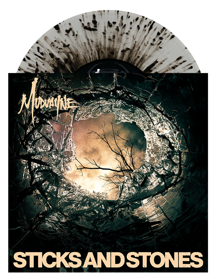 MUDVAYNE ‘STICKS AND STONES’ 7" (Exclusive – Limited to 500, Clear w/ Black Splatter Vinyl)