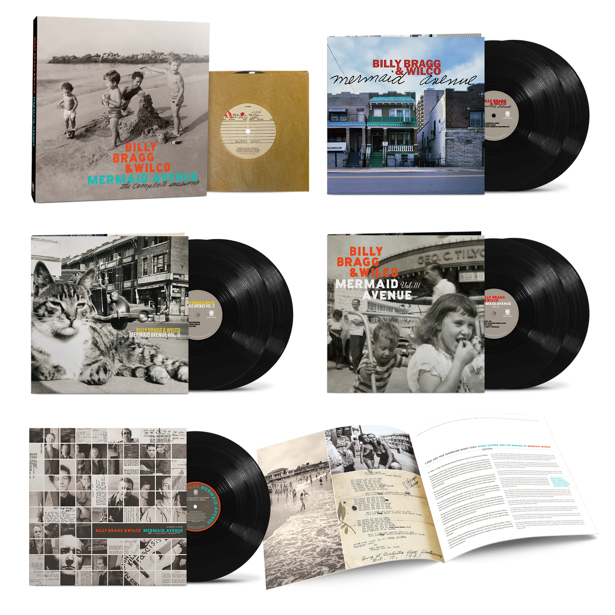 BILLY BRAGG & WILCO 'MERMAID AVENUE: THE COMPLETE SESSIONS' 7LP 7" SINGLE BOX SET