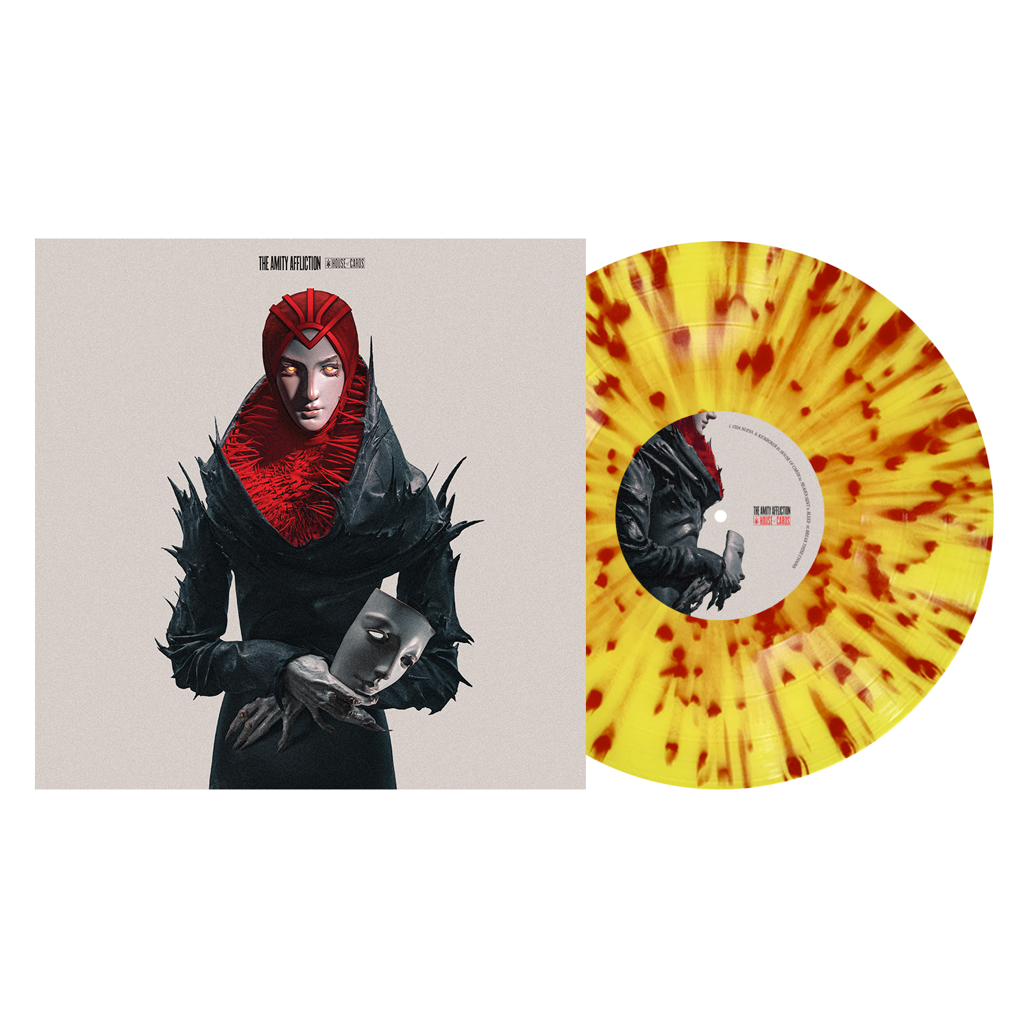 THE AMITY AFFLICTION ‘HOUSE OF CARDS’ LP (Exclusive – Limited to 250, Yellow w/ Red Splatter Vinyl) + SIGNED INSERT