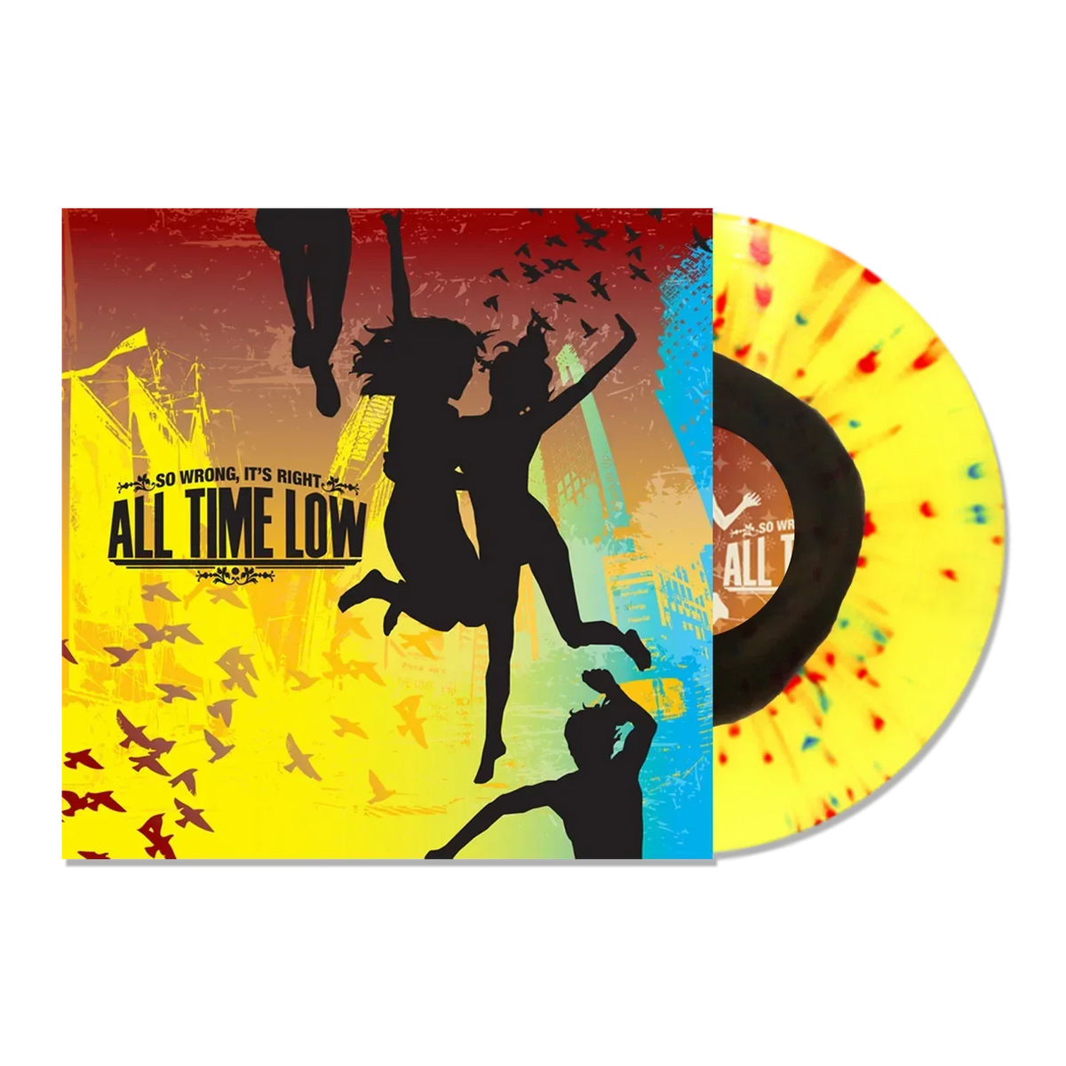 ALL TIME LOW ‘SO WRONG IT'S RIGHT’ LIMITED-EDITION TRANSPARENT YELLOW WITH BLACK BLOB AND RED BLUE SPLATTER LP – ONLY 250 MADE