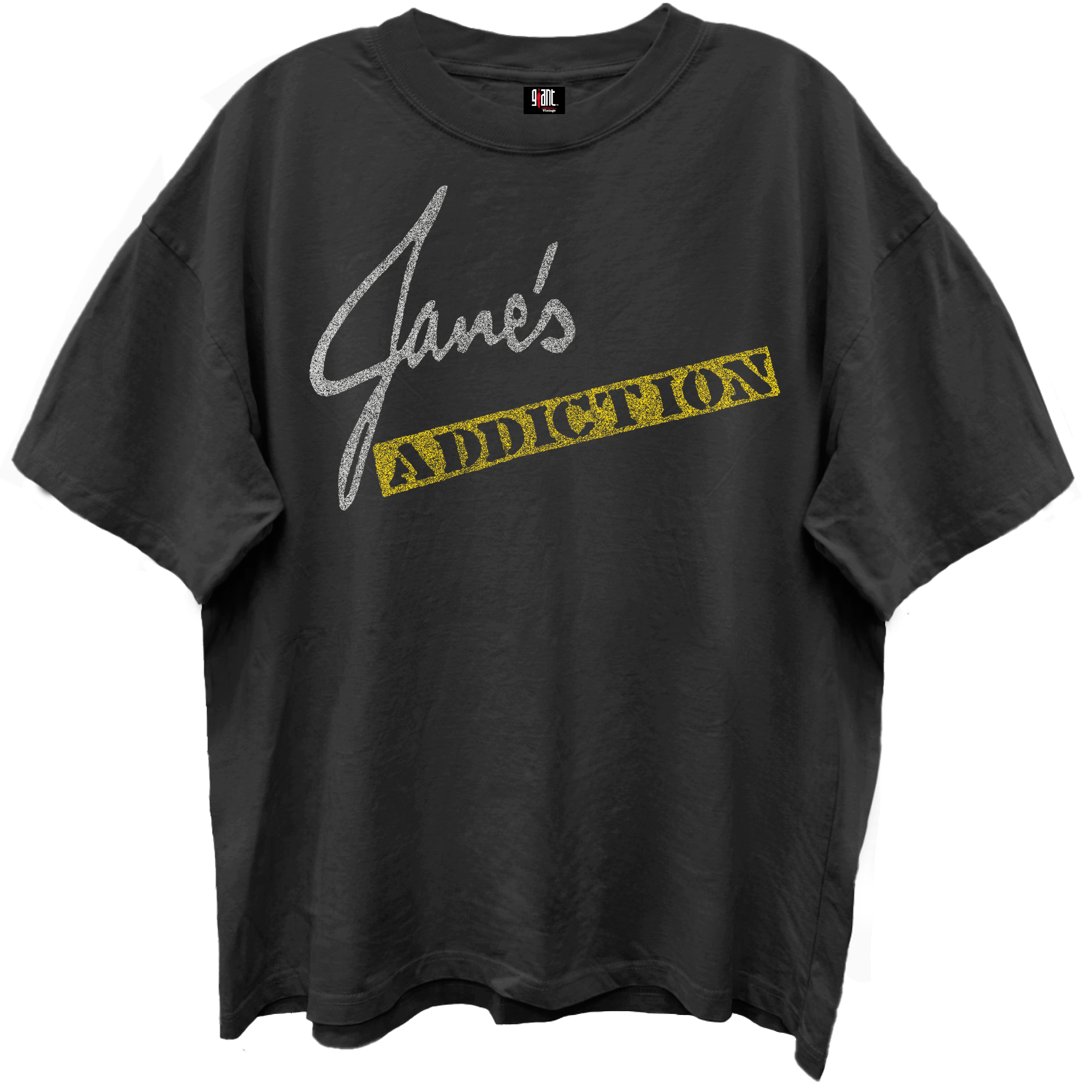 JANES ADDICTION LOGO COLLAGE FRT/BK VINTAGE BLACK ENZYME WASH T-SHIRT/GIANT VINTAGE