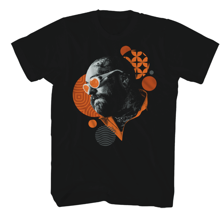 TEDDY SWIMS PATTERN HEAD PHOTO SCREEN PRINT ON BLACK TEE