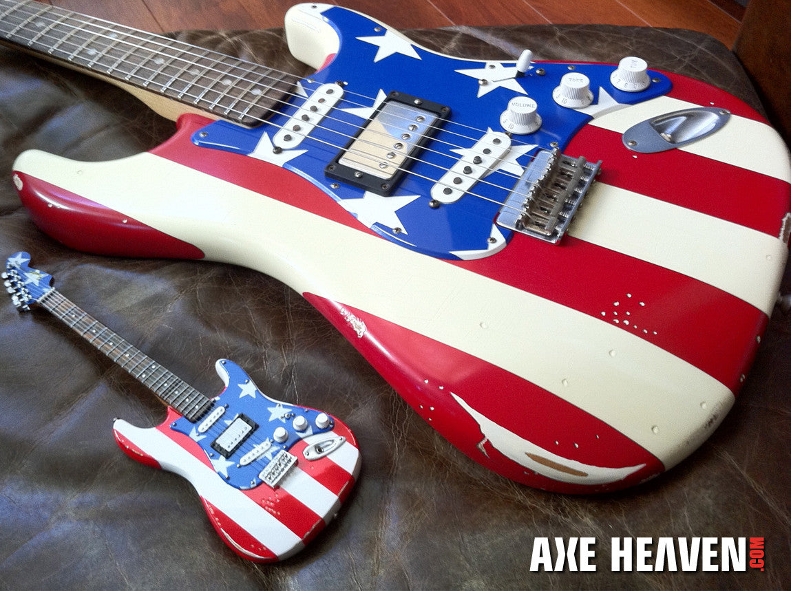 WAYNE KRAMER MINI STARS N' STRIPES USA FLAG FENDER™ STRAT™ GUITAR REPLICA - OFFICIALLY LICENSED