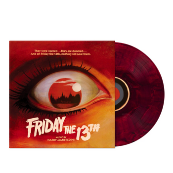 Friday The 13th Soundtrack Album Cover with Blood Red & Black Vinyl