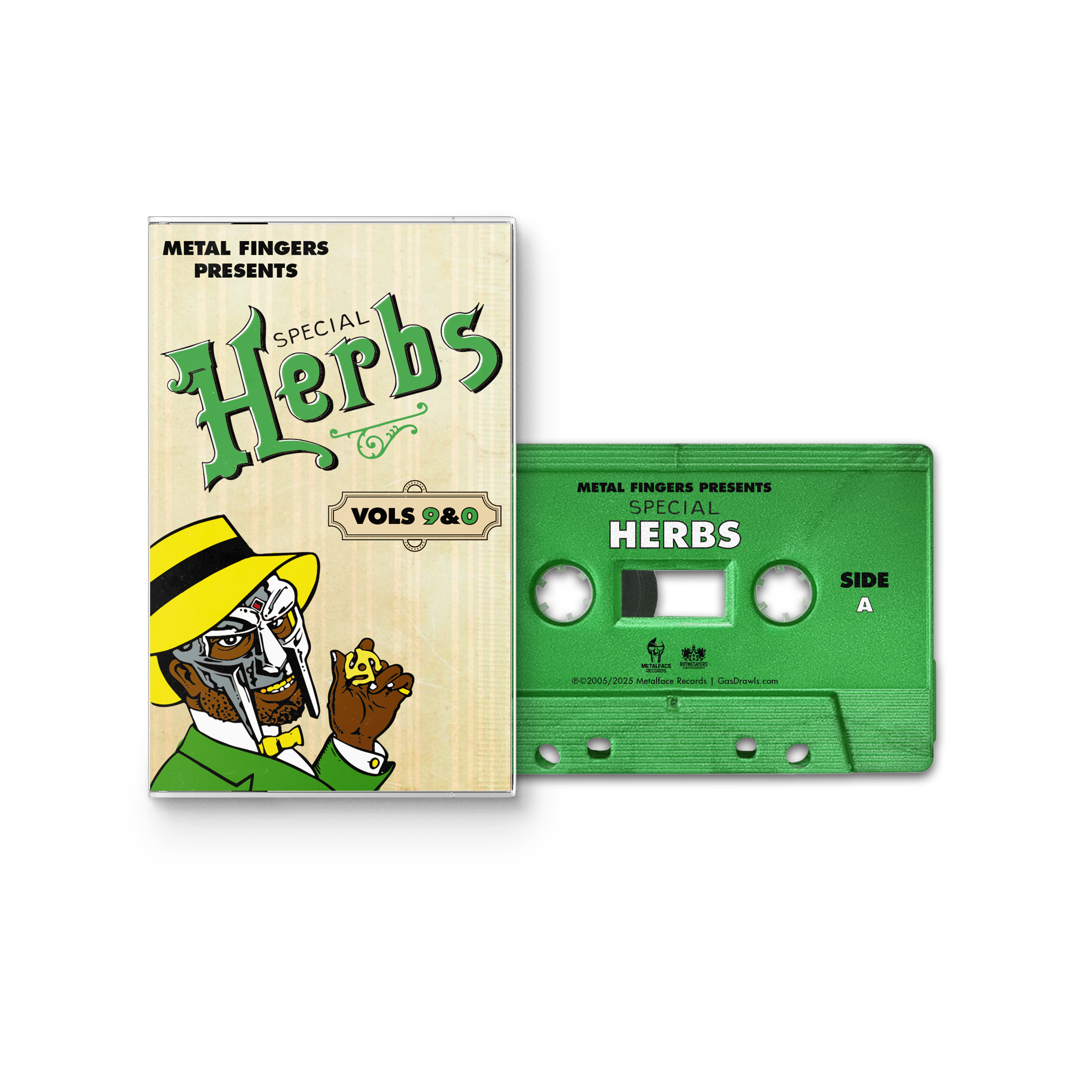 MF DOOM 'METAL FINGERS PRESENTS: SPECIAL HERBS VOL. 9 & 0' CASSETTE (Evergreen)