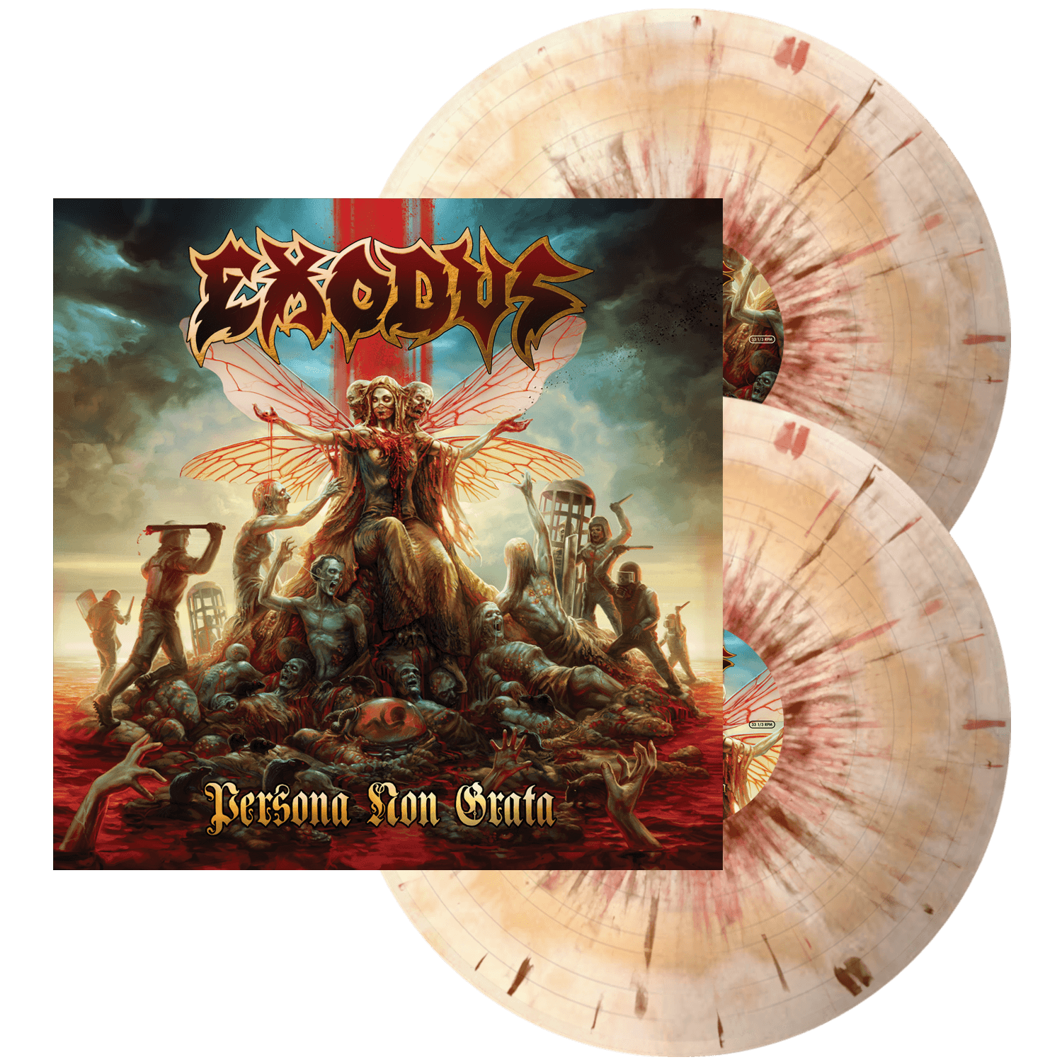 EXODUS 'PERSONA NON GRATA' LIMITED EDITION BONE & BEER SWIRL WITH RED & BROWN SPLATTER 2LP — ONLY 300 MADE