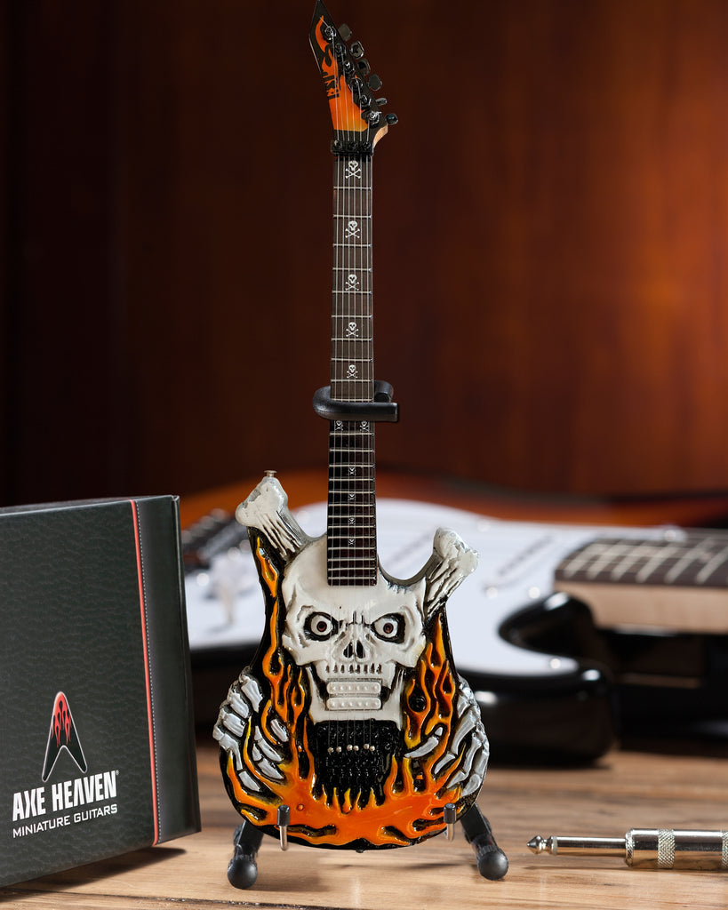 DOKKEN - GEORGE LYNCH - LICENSED ESP FLAMING SKULL MINI GUITAR REPLICA