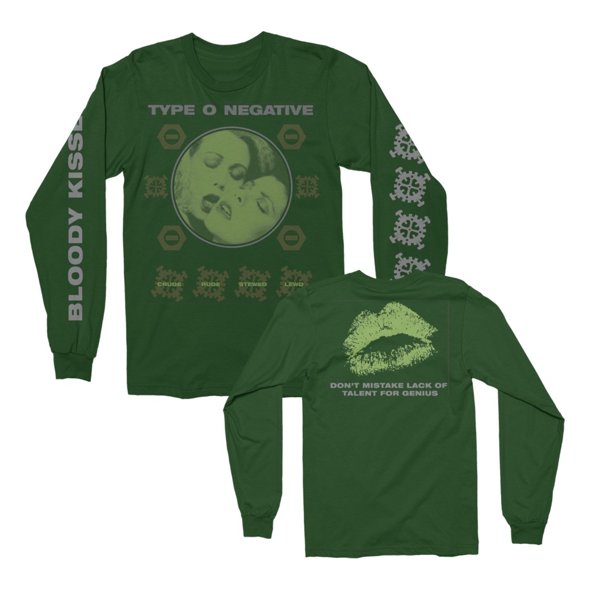 TYPE O NEGATIVE 'CRUDE GEARS' LONG SLEEVE GREEN