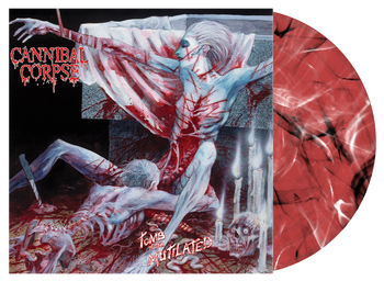 CANNIBAL CORPSE 'TOMB OF THE MUTILATED' LIMITED EDITION CLEAR RED WITH BLACK & WHITE SWIRL LP – ONLY 500 MADE