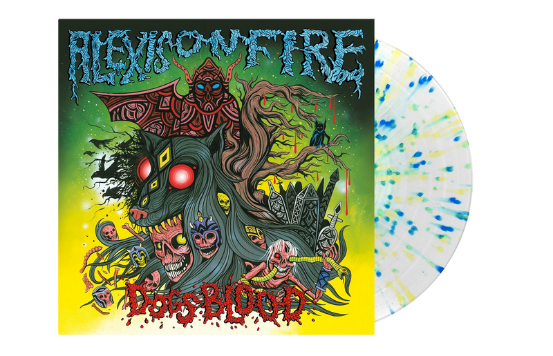 ALEXISONFIRE ‘DOGS BLOOD’ LIMITED EDITION CLEAR WITH SPRING GREEN, SKY BLUE, AND CANARY SPLATTER EP – ONLY 300 MADE