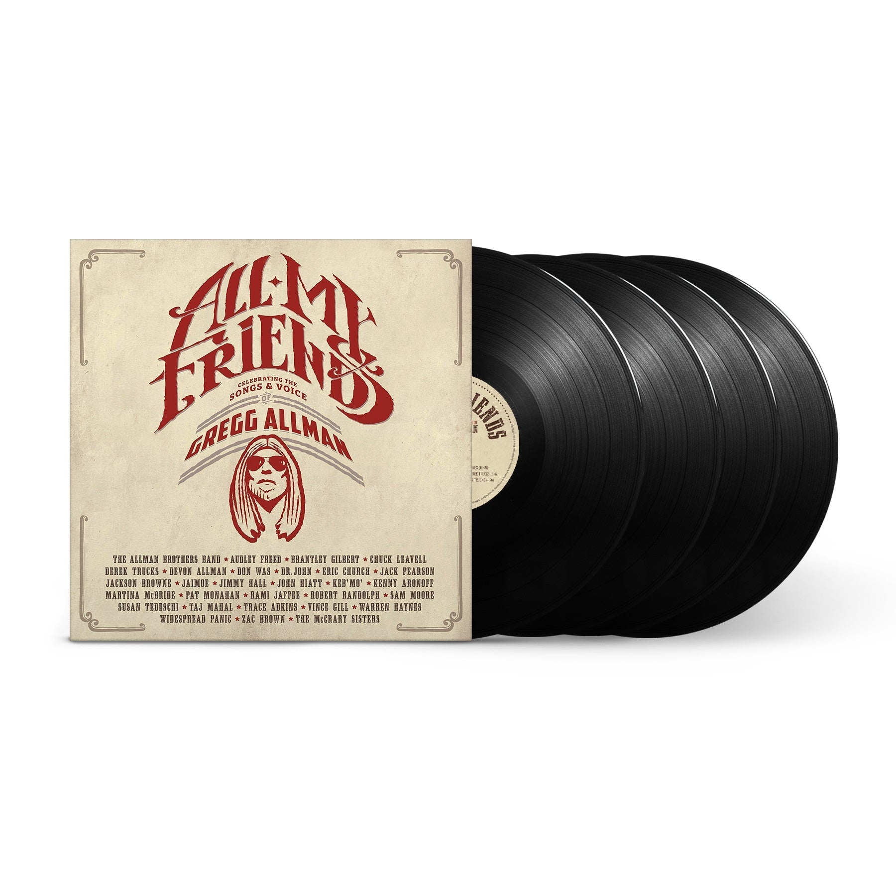 ALL MY FRIENDS: CELEBRATING THE SONGS & VOICE OF GREGG ALLMAN 4LP (Featuring Gregg Allman, Warren Haynes, Derek Trucks, Susan Tedeschi, Keb 'Mo', Widespread Panic, and more)