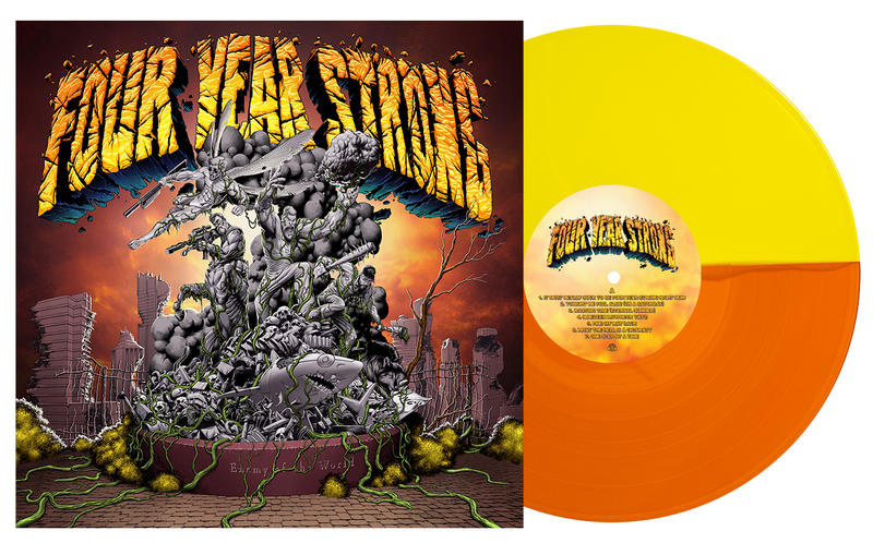 FOUR YEAR STRONG ‘ENEMY OF THE WORLD’ RE-RECORDED LP (Limited Edition – Only 250 made, Half Orange / Half Yellow Vinyl)