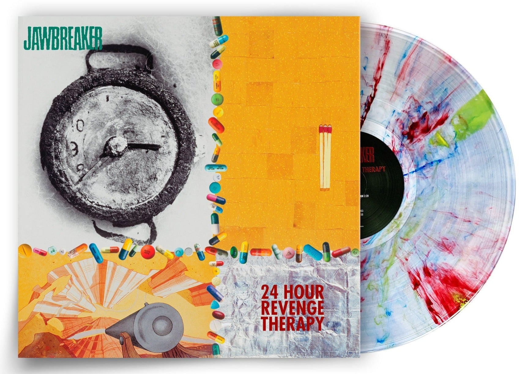 JAWBREAKER ‘24 HOUR REVENGE THERAPY’ LIMITED CLEAR W/ YELLOW/BLUE/RED SWIRL VINYL LP – ONLY 500 MADE