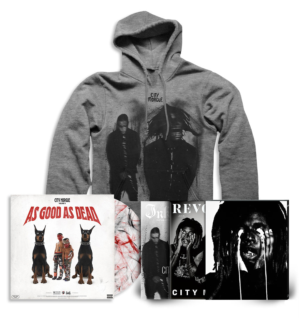 REVOLVER & INKED x CITY MORGUE "AS GOOD AS DEAD" BUNDLE W/ DOUBLE MAGAZINE SLIPCASE + LP + HOODIE - ONLY 100 AVAILABLE