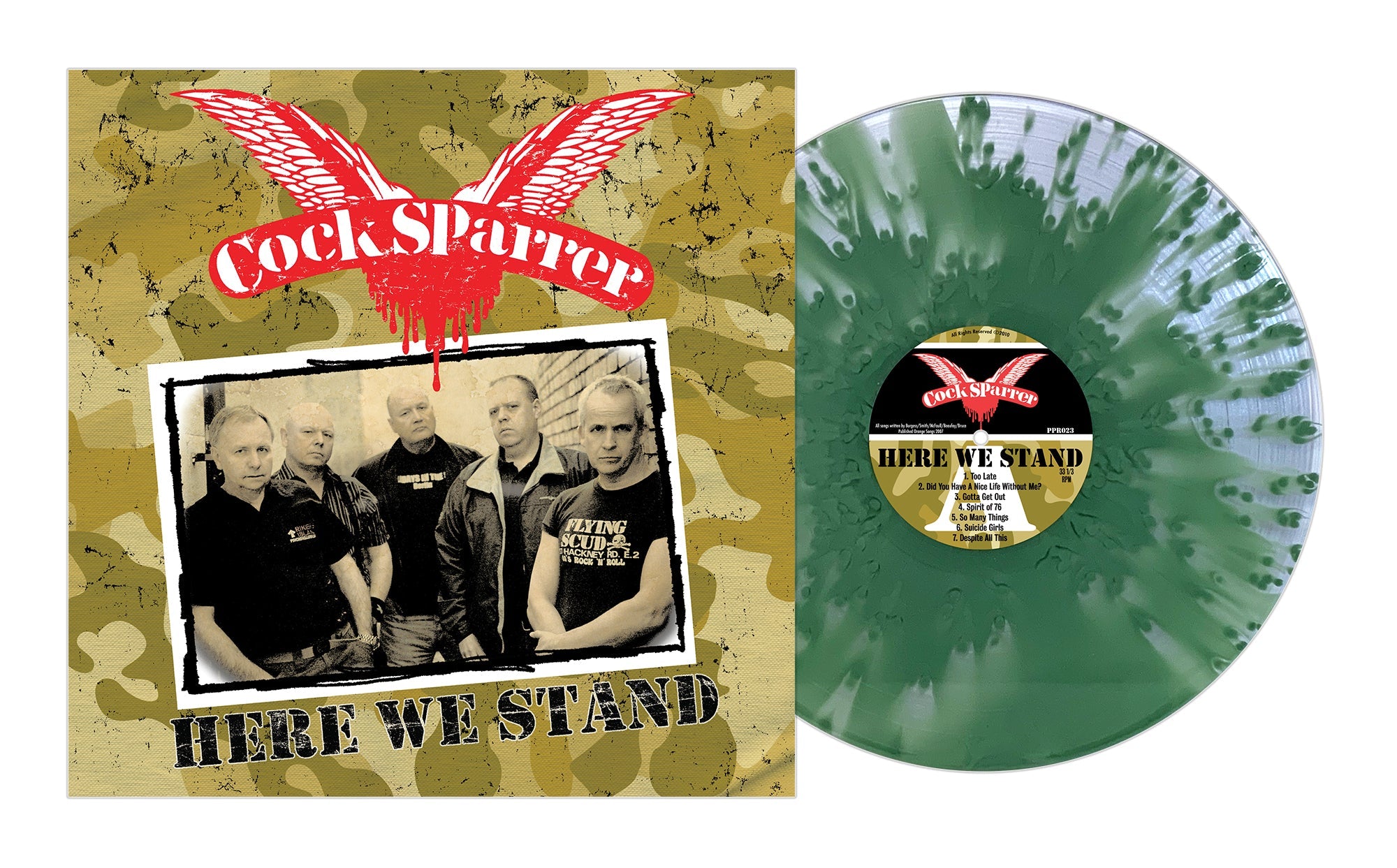 COCK SPARRER 'HERE WE STAND' LP (Green Ghostly Vinyl)