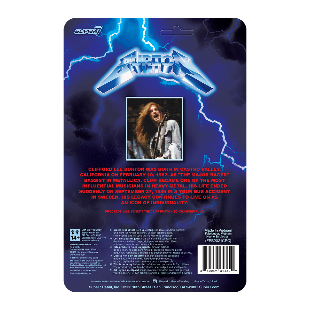 CLIFF BURTON METALLICA REACTION ACTION FIGURE