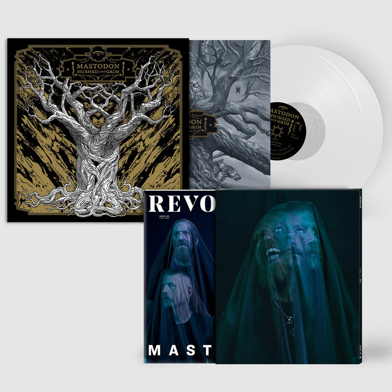 REVOLVER x MASTODON BUNDLE: HAND-NUMBERED SLIPCASE, MAGAZINE & 'HUSHED AND GRIM' CLEAR 2xLP - ONLY 500 AVAILABLE