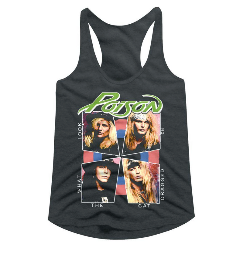 POISON 'LOOK WHAT THE CAT DRAGGED IN' DARK GREY TANKTOP