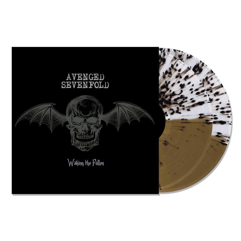 AVENGED SEVENFOLD 'WAKING THE FALLEN' LIMITED-EDITION CLEAR AND GOLD SPLIT WITH BLACK SPLATTER 2LP – ONLY 500 MADE