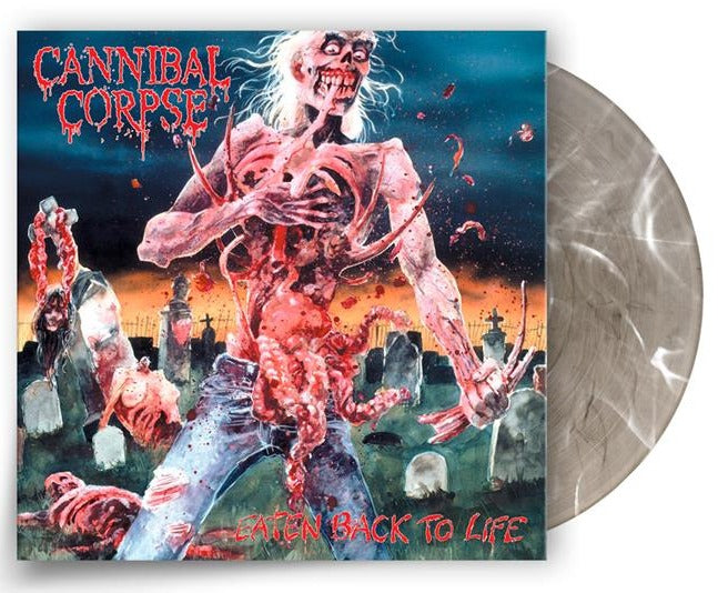 CANNIBAL CORPSE 'EATEN BACK TO LIFE' LIMITED EDITION SMOKY CLEAR WITH WHITE SWIRL LP – ONLY 500 MADE