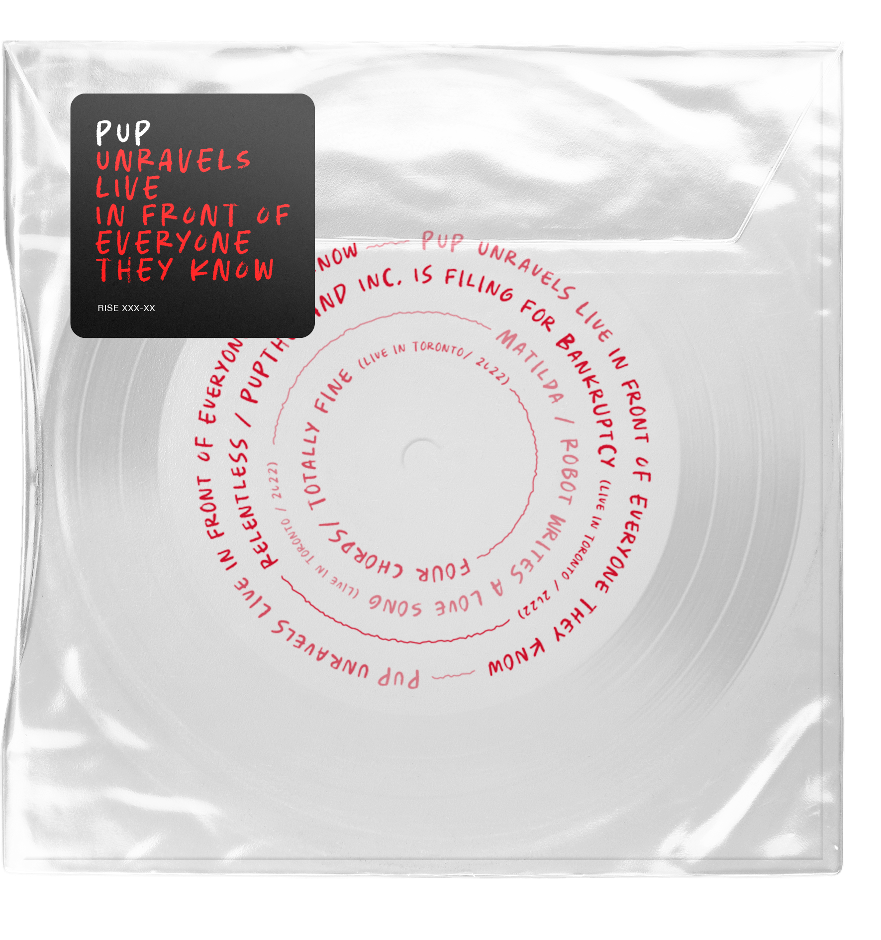 PUP 'PUP UNRAVELS LIVE IN FRONT OF EVERYONE THEY KNOW' DISC (3 Piece Flexi Disc)