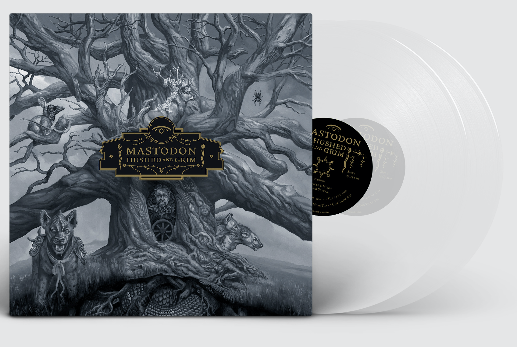 MASTODON 'HUSHED AND GRIM' LIMITED CLEAR VINYL 2LP W/ EXCLUSIVE ARTIST WRAP – ONLY 500 MADE