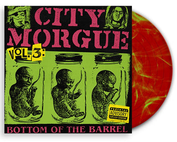 CITY MORGUE ‘VOL. 3 BOTTOM OF THE BARREL’ LIMITED EDITION CLEAR RED WITH LIME GREEN SWIRL LP