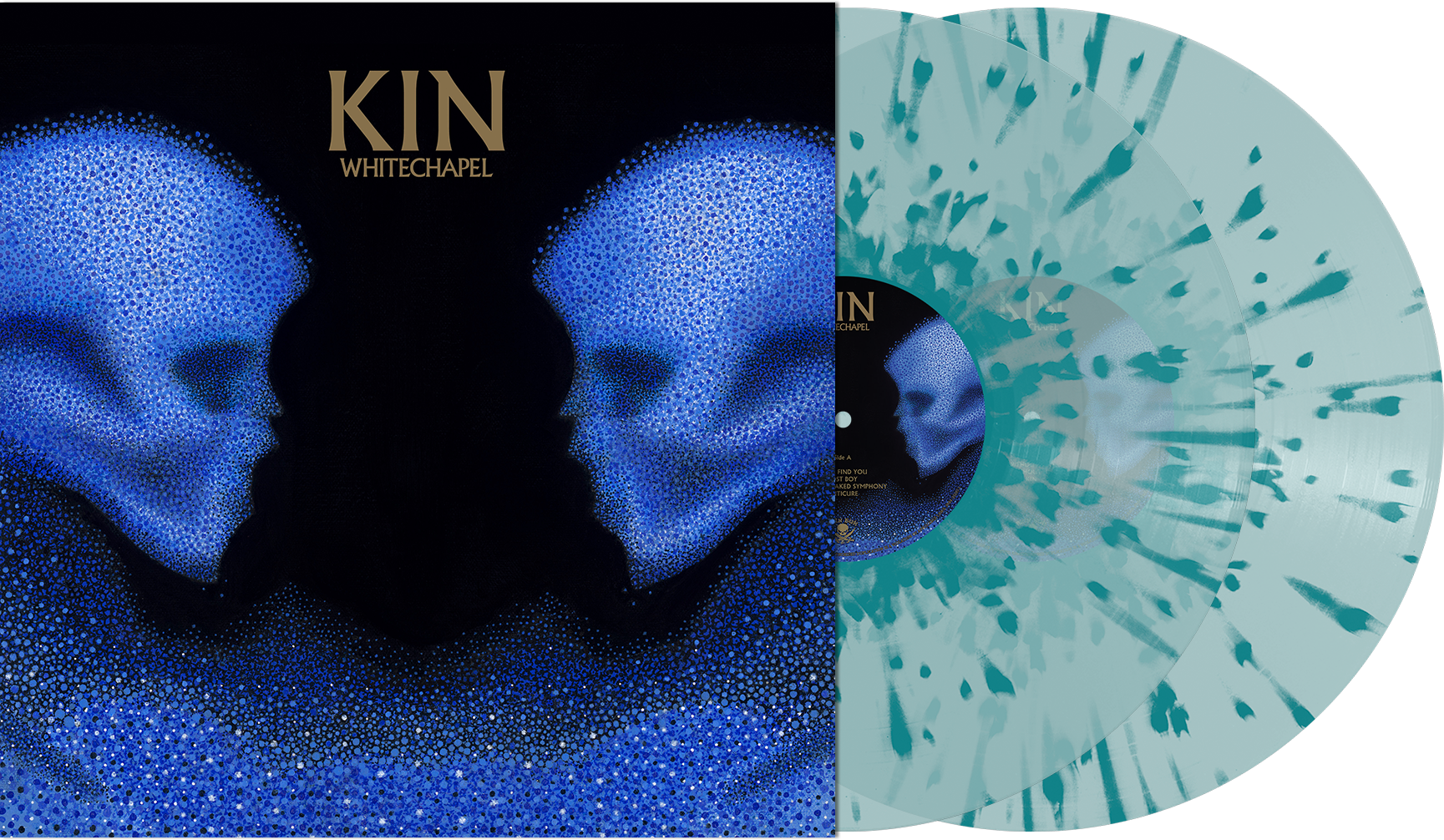 WHITECHAPEL ‘KIN’ LIMITED-EDITION ELECTRIC BLUE WITH AQUA BLUE SPLATTER 2LP – ONLY 500 MADE