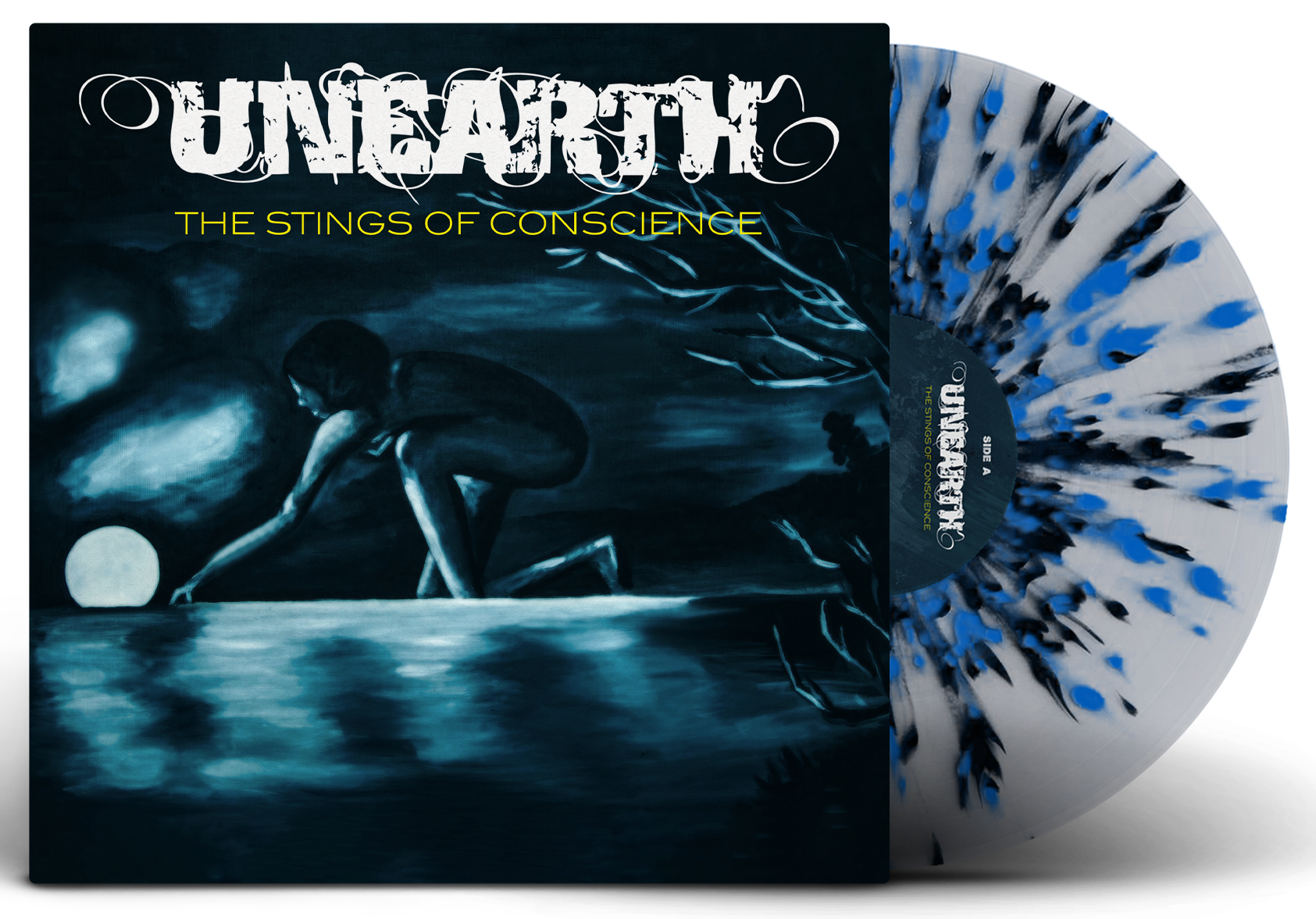 UNEARTH 'THE STINGS OF CONSCIENCE' LP – ONLY 300 MADE (Limited Edition Milky Clear w/ Black and Sky-Blue Splatter Vinyl)