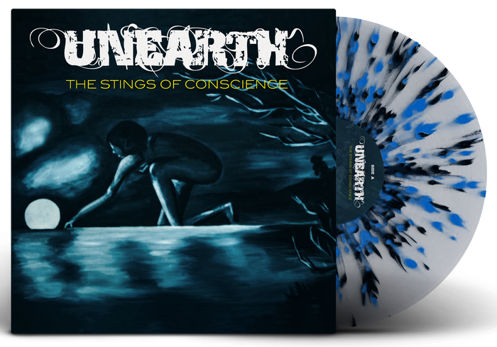 UNEARTH 'THE STINGS OF CONSCIENCE' LP – ONLY 300 MADE (Limited Edition Milky Clear w/ Black and Sky-Blue Splatter Vinyl)