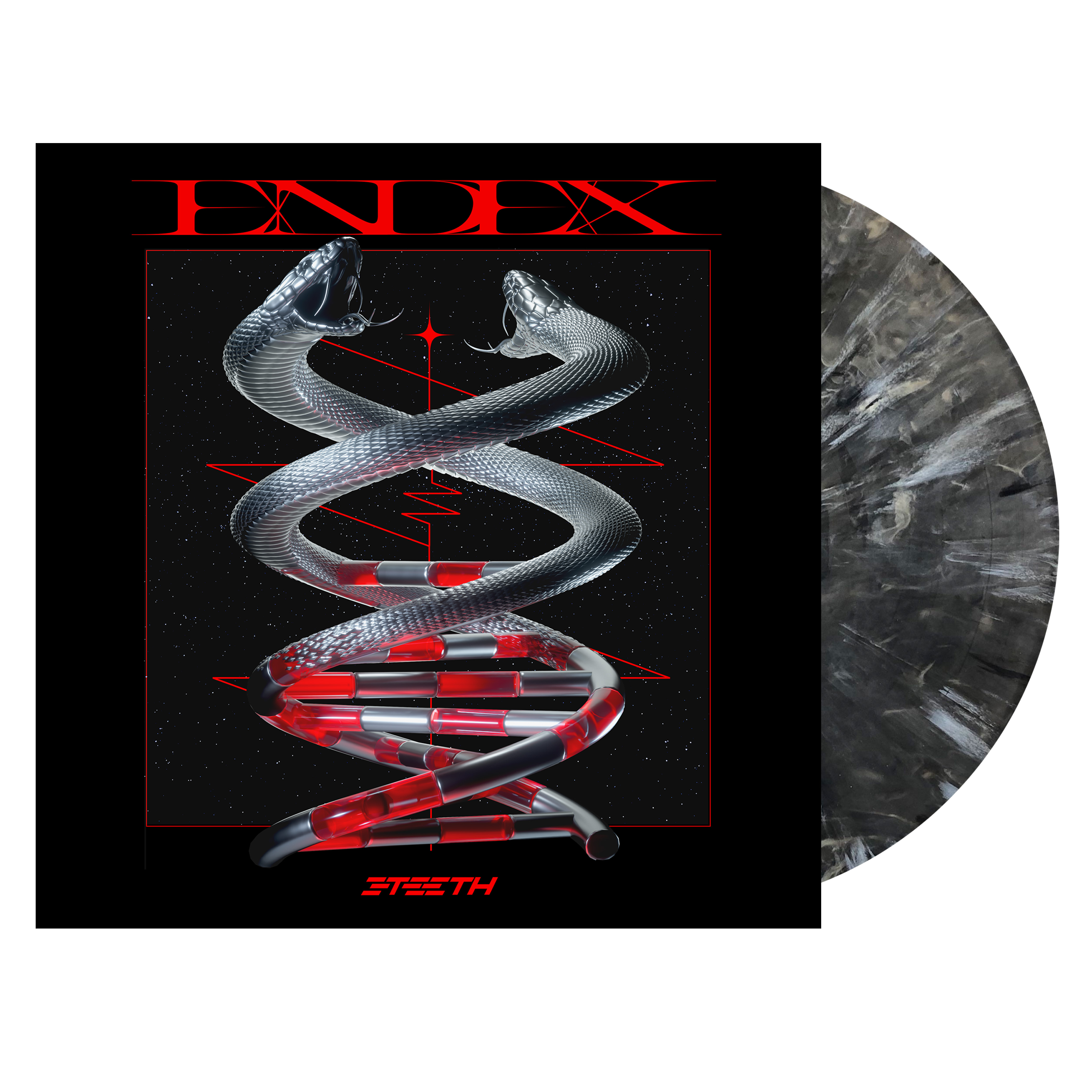 3TEETH ‘ENDEX’ LP + EXCLUSIVE 12"x12" LENTICULAR INSERT (Limited Edition – Black & White Marble Vinyl)